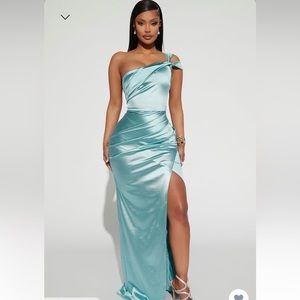 Fashion Nova Blue Satin Blue Dress